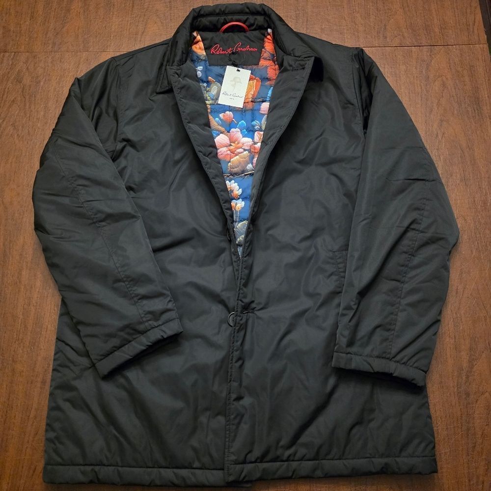 Robert Graham Lightly Padded Car Coat Black RGF24R39 Men's Size L